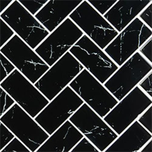 Marquina Glass 2X4 Herringbone